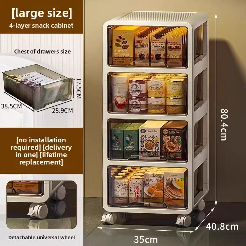 Extra-Height Thickened Living Room Drawer Snack Storage Cabinet Movable Multi-Function Toy Organizer Closet for Home