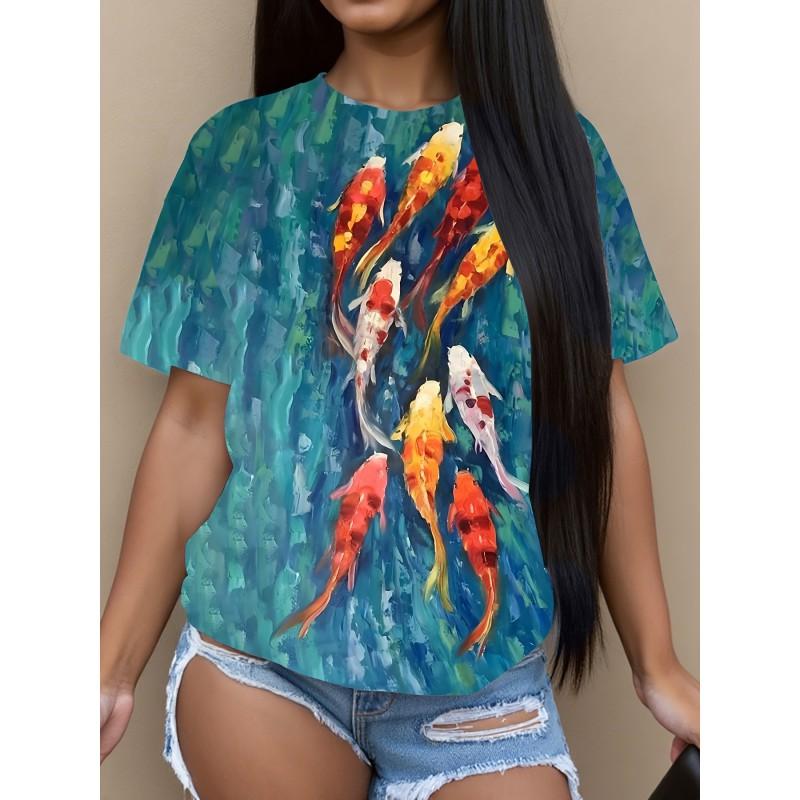 Womens Casual Round Neck Short Sleeve T-Shirt With Butterfly Print Loose Fit 2025