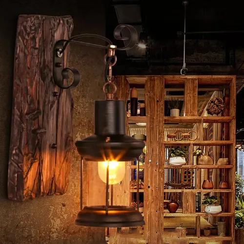 Industrial style country style solid wood E27 wall lamp Without bulb