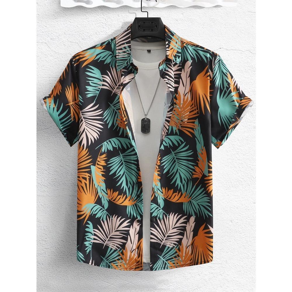Hawaiian Shirt Man Print Casual Thin Beach Slim Shirt Black Social Vintage Funny Oversized Clothes