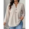 QICED Women's Fashion Casual Solid Color Print V-Neck  Long Sleeve Blouses & Shirts
