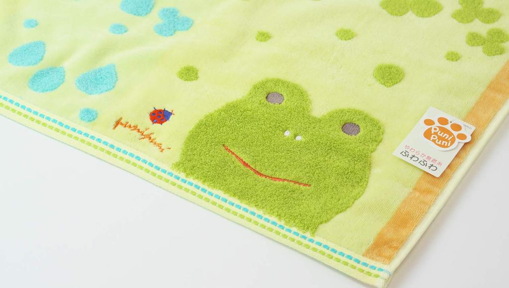 Uchino Bath Green 60 x 120 Mochi 9018B704 G Towel, Frog, Approx. cm, Puni,