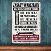 Vintage Polish Safety Rules Metal Sign Retro Garage Workshop Decor Tin Plaque