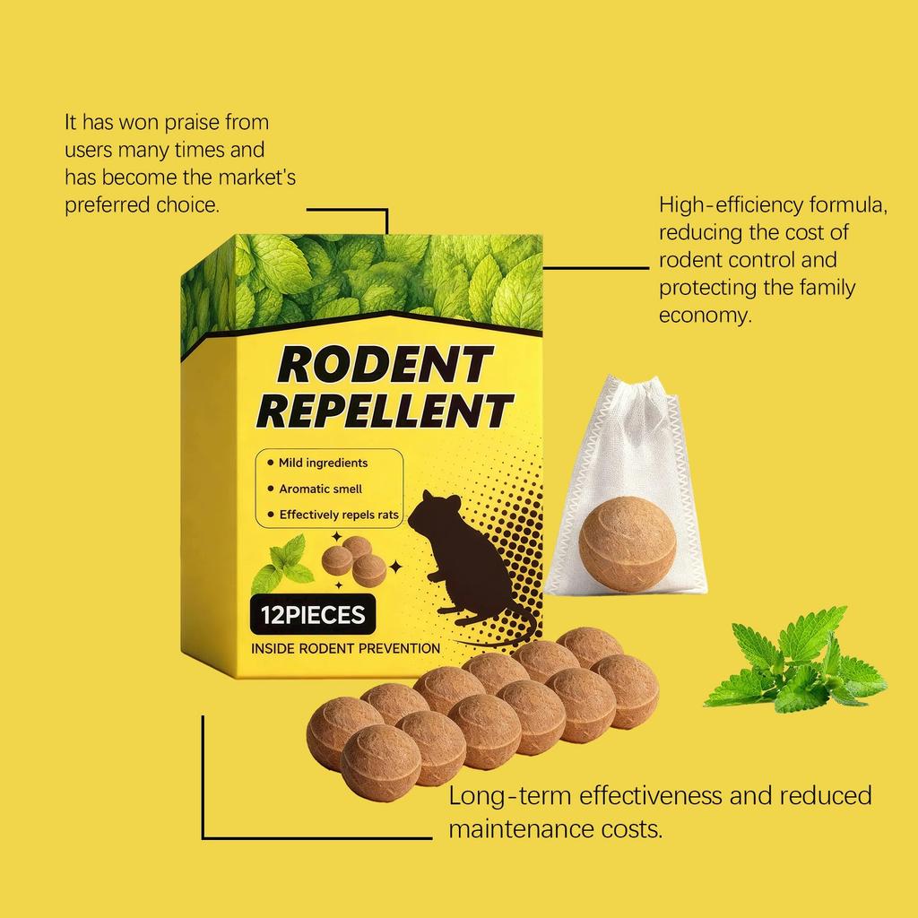 12 Pack Powerful Rat Repellents Pills, Natural Pest Deterrent For Home & Garden, Pet-Safe & Poison-Free, Easy-to-Use Rodent Control