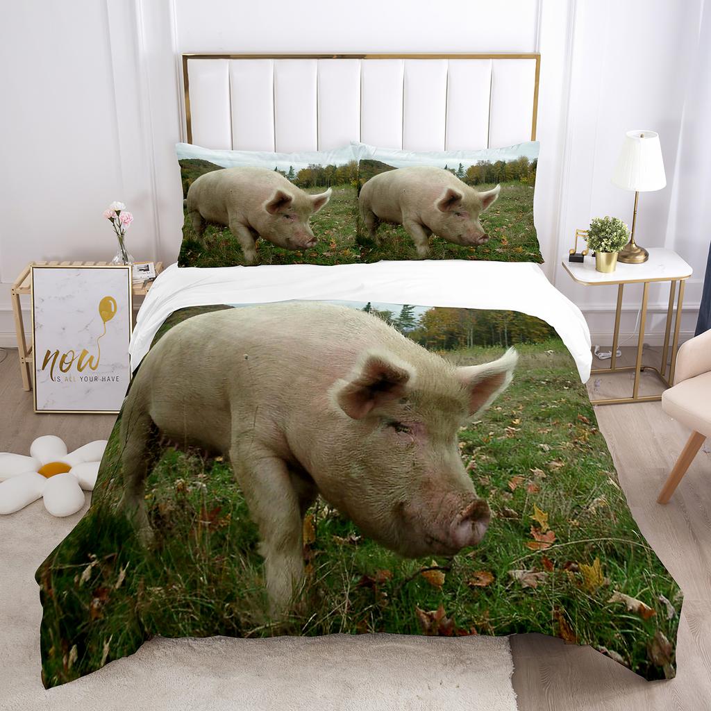 Comforter Pig Queen Size Microfiber Cute Pig Animal Theme Twin Bedding Set Farm Animal 2/3Pcs For Boys Girls