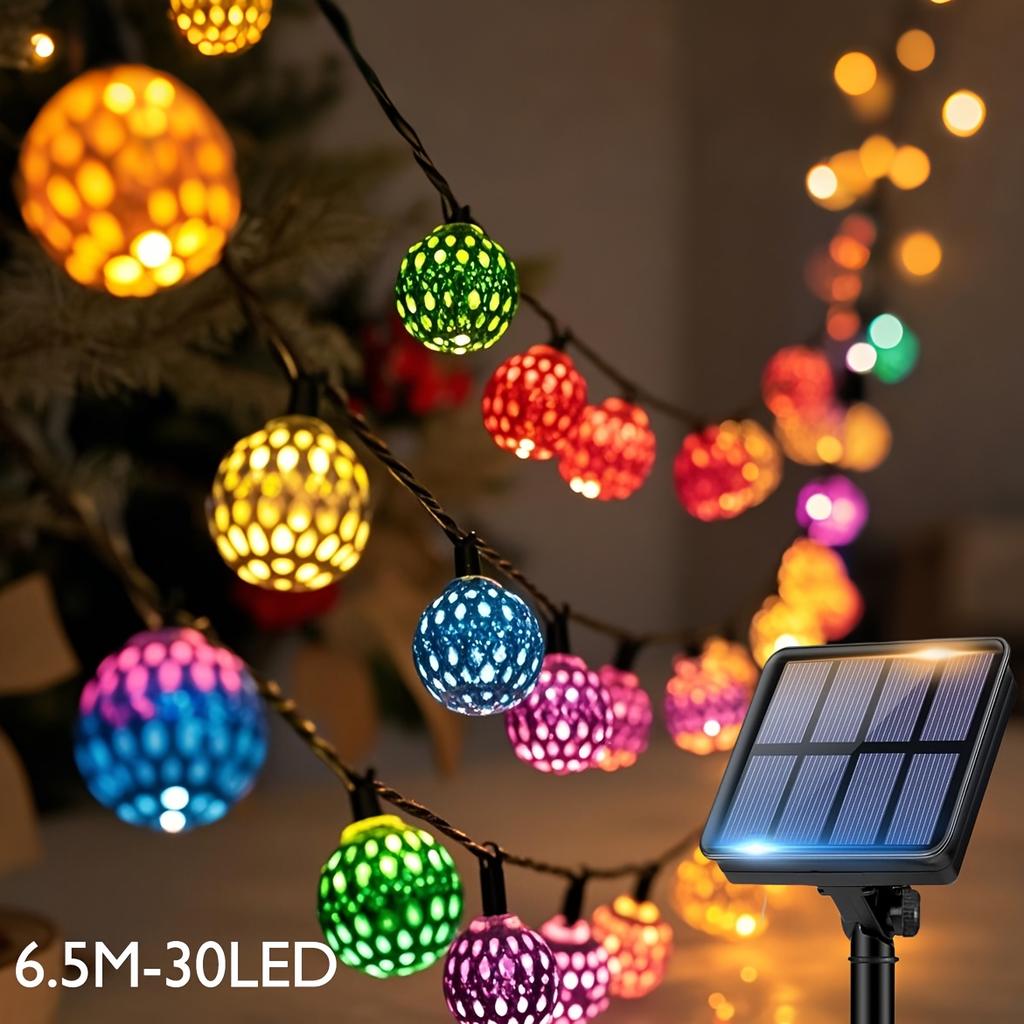 1Pcs Moroccan Ball Solar String Lights 20/30 LED Outdoor String Lights For Bedroom Garden Wedding Holiday Party Festival Decor