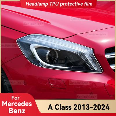 Für Mercedes Benz A-Klasse 2013-2024 Auto Scheinwerfer Transparent TPU Schutzfolie Frontlicht Tönung Farbwechsel Zubehör