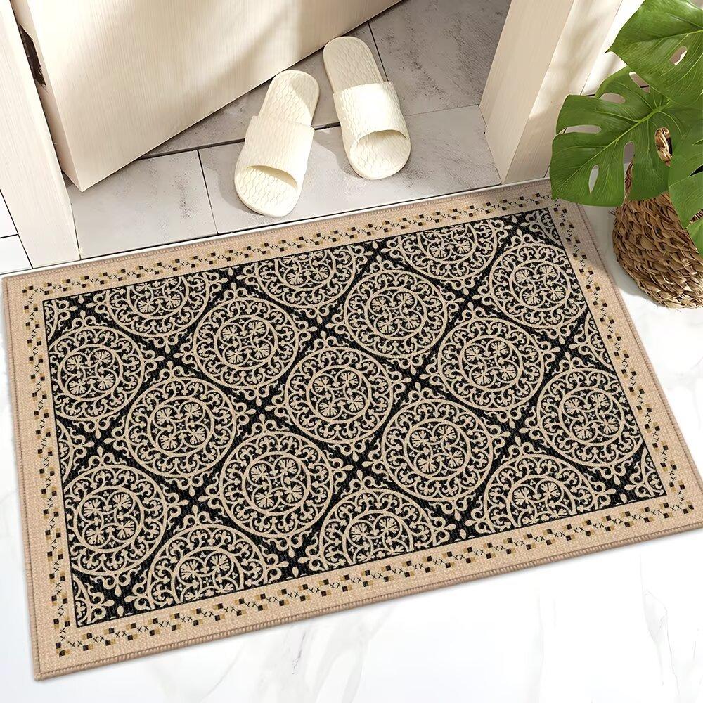 French Linen Entrance Door Porch Floor Mat Bathroom Toilet Door Dirt-Resistant Non-Slip Strong Absorbent Foot Pad Carpet