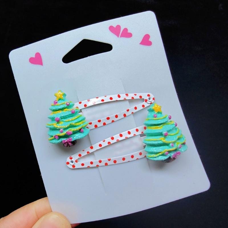 Lovely Christmas Hair Clip Sequined Nonslip Strong Clip Santa/Tree Decors For Christmas Holiday Hair Styling Accessories