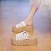 Fashion CRLAYDK Slide Sandals for Women Platform Beach Causal Thick Sole Soft Weaving Hollow Out Open Toe Travel Slip On Slippers