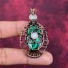 Evil Eye Malachite Pendant Copper Wire Wrapped Pendant Rainbow Moonstone Jewelry
