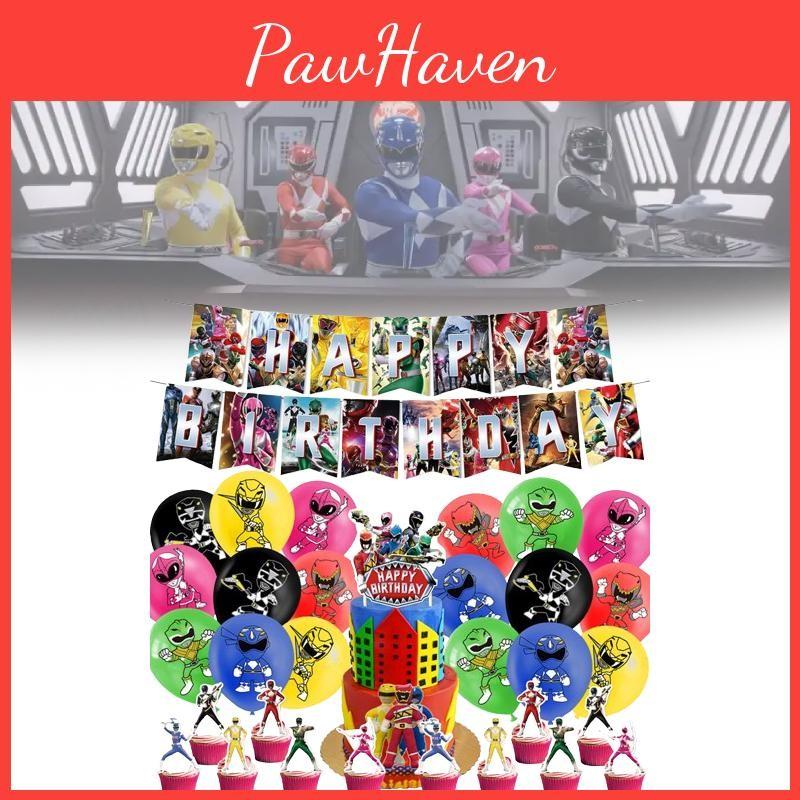 Theme Rangers Power Party Supplies Decoration Banner Balloons Cake Cupcake Set