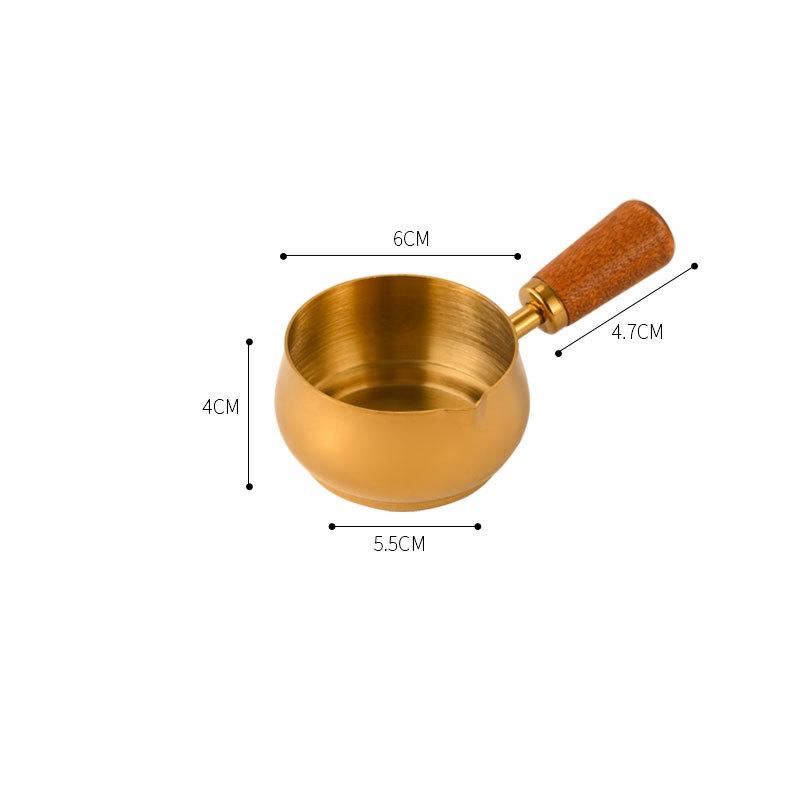 Stainless Steel Sauce Cup Western Sauce Cup Steak Dressing Cup With Wooden Handle Tomato Salad Dipping Saucer Kitchen Tools