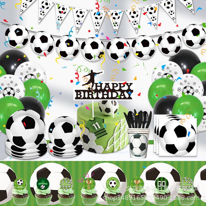 Black And White Football Party Supplies Birthday Decoration Sports Theme Arrangement Party Tableware Paper Towels Paper Plates Paper Cups