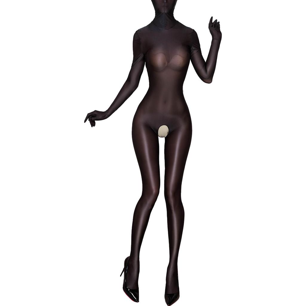 Women's Shiny Transparent Bodystocking Smooth Nylon Bodysuit Full Body Stockings Jumpsuit Sexy Lingerie