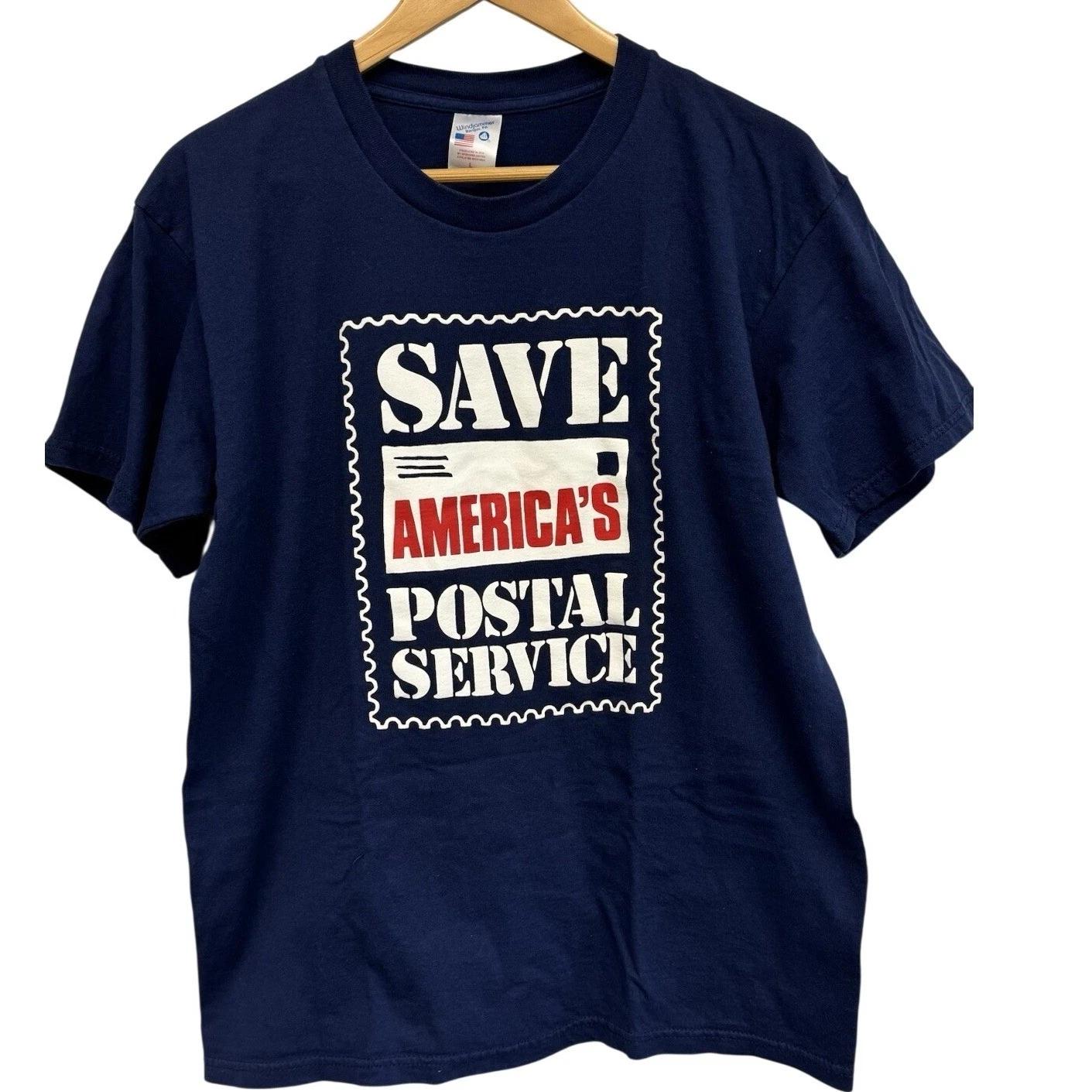 VTG Save America s Postal Service USPS Graphic T-Shirt Navy Large 2XL