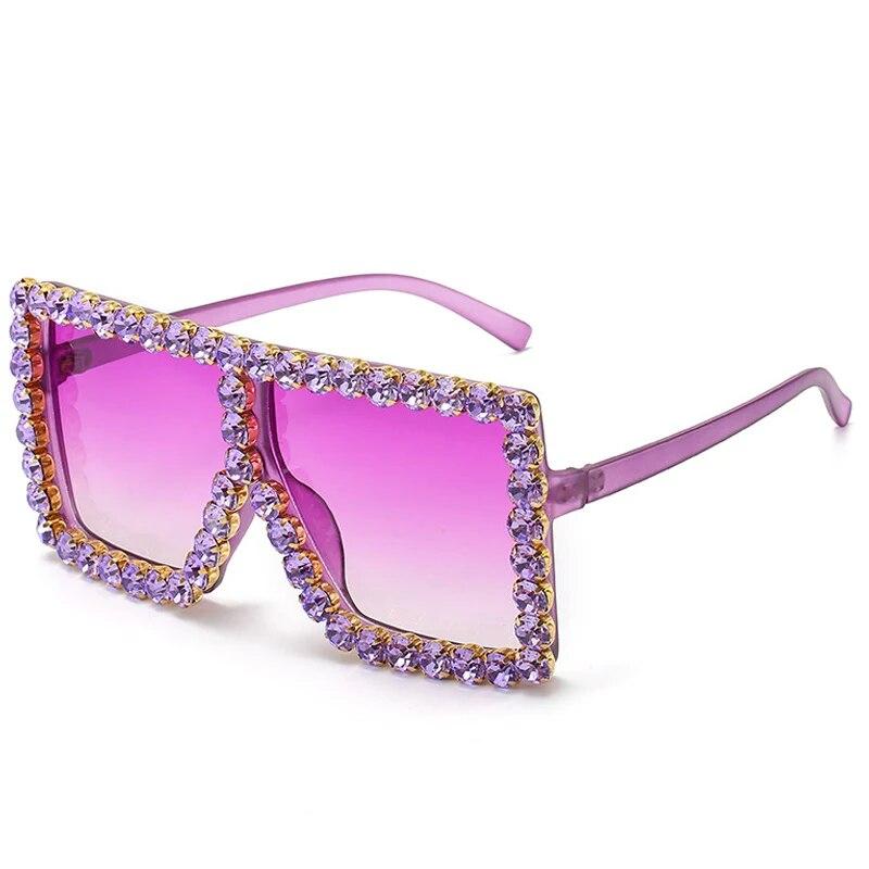 Sunglasses Women Oversized Square Diamond Men Fashion Rhinestone Sun Glasses Lady Luxury  Designer Eyewear UV400 Unisex