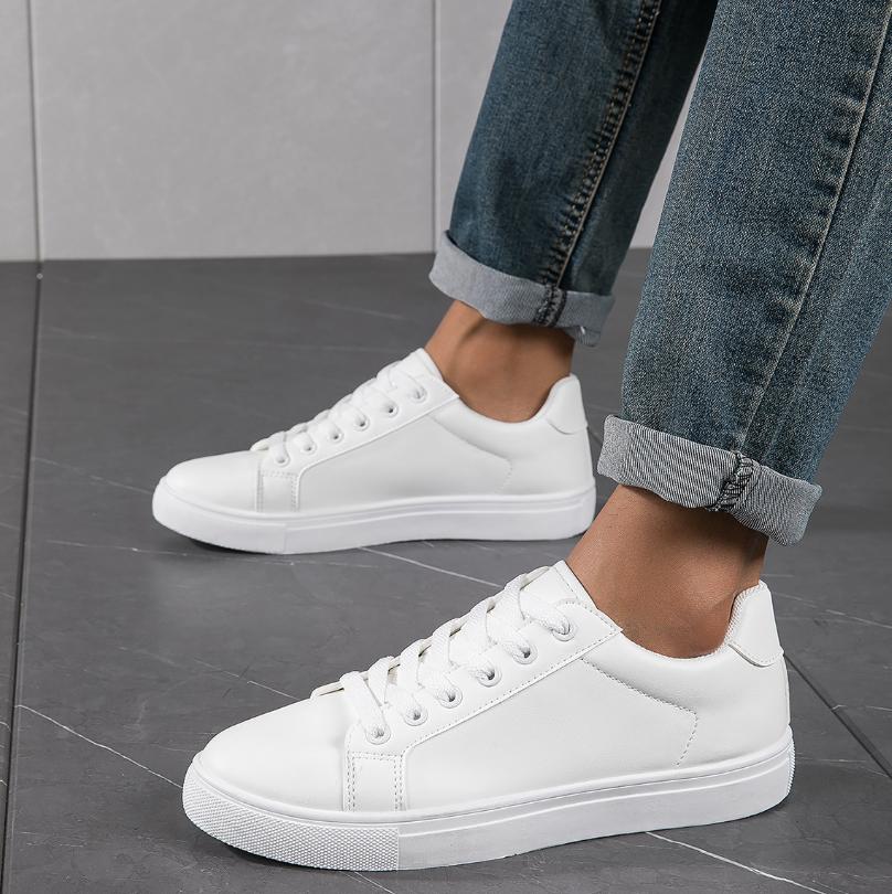 Spring Autumn Flat Mens Casual Shoes Soft Pure Black Fashion Male Footwear Cool Young Man Street Style Comfortable White Shoes