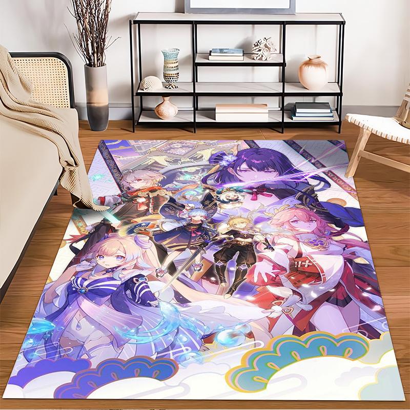 "Anime Style Carpet with Fantasy Characters and Vivid Colors Design" Suitable for use as an anti-slip for living room bedroom sofas