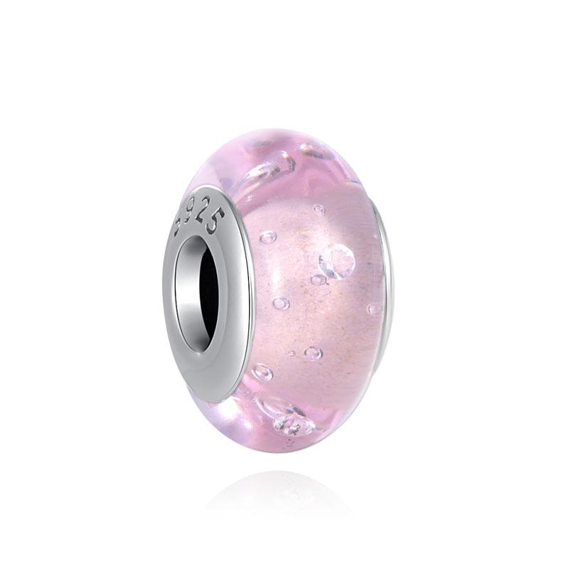 New Copper White Flower Murano Glass Charm Pendant Bead Fit Original Bracelet Necklace Shell Murano Glass Diy Fine Jewelry