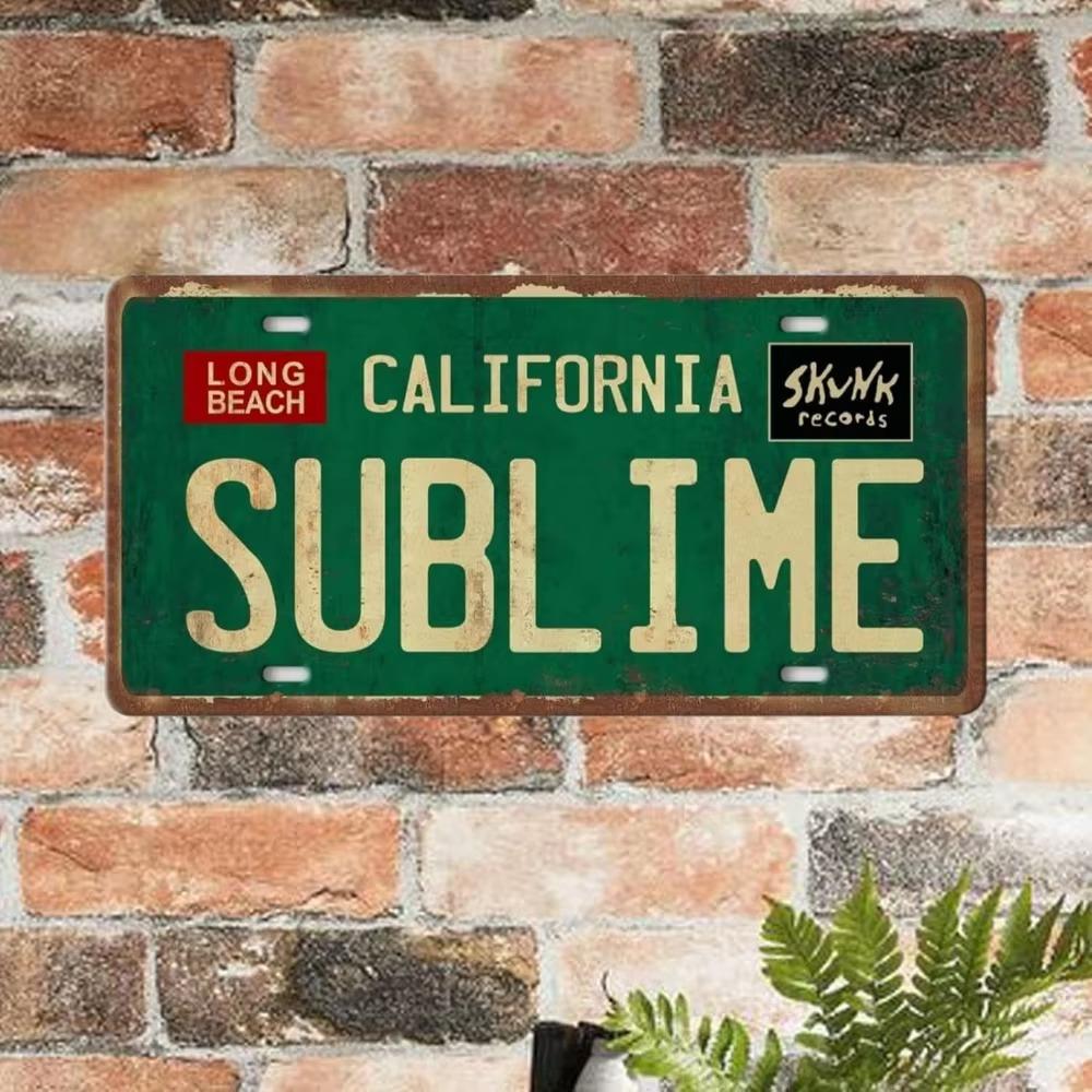 Vintage Metal Tin Sign Long Beach California Sublime Poster Grunge Hippie Room Decor Rock Band Wall Art 90s Aesthetic Room Sign