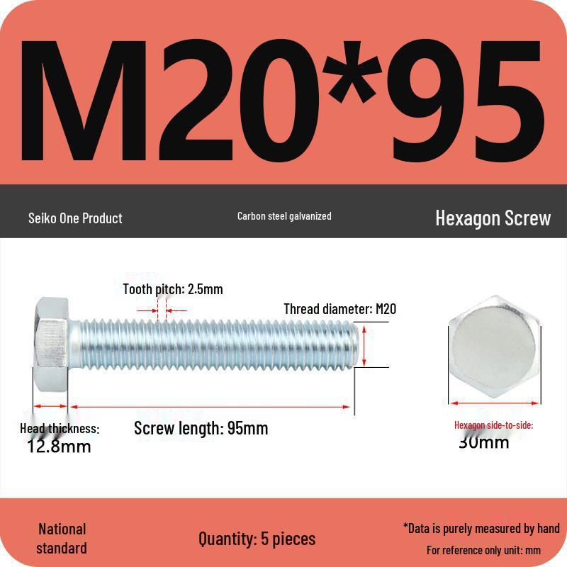 8.8 Grade Galvanized Hex Head Bolt, High-Strength M4-M30