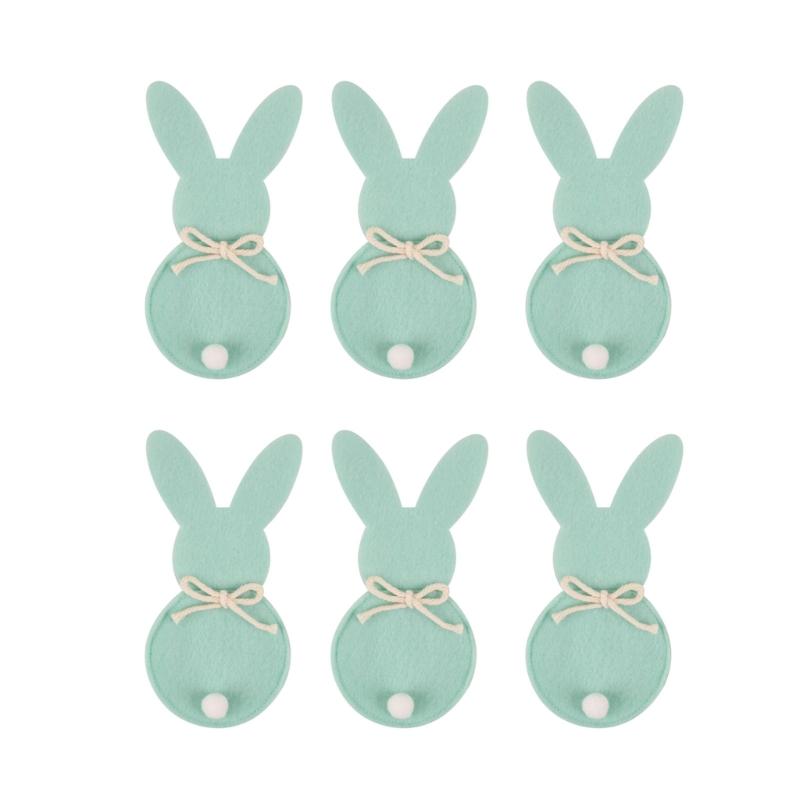 Cutlery Case Lovely Rabbit Cutlery Holder Cutlery Bag for Easter Christmas New Year Decor Non Woven Cloth Resuable 6PCS