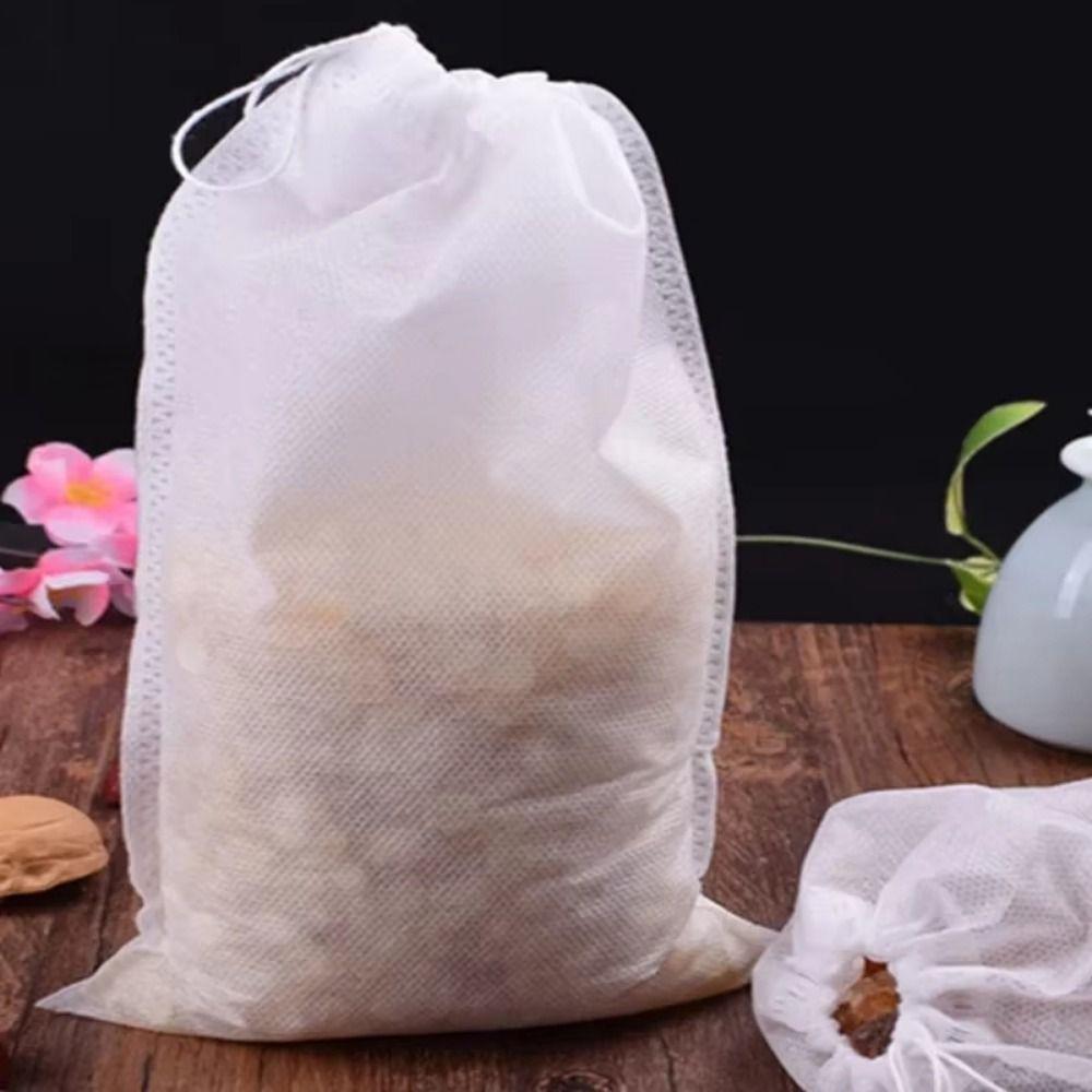 100Pcs Drawstring Disposable Coffee Pouches Non-woven Fabric Drawable Tea Filter Bags with String Large Multi-size