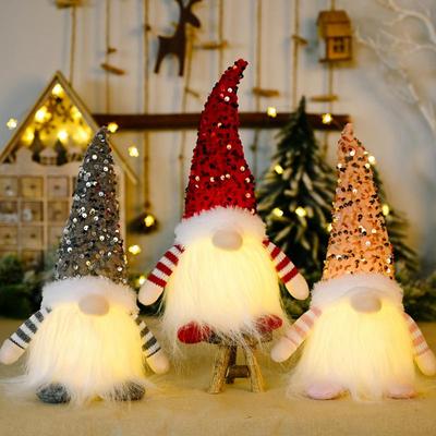 1/2/3 szt. Świątkowy Krasnal Świecący Lalka Świąteczny Beztwarzowy Krasnal Pluszowy Elf Wisior na Choinkę Lampka Nocna Dekoracja Imprezy Sylwestrowej