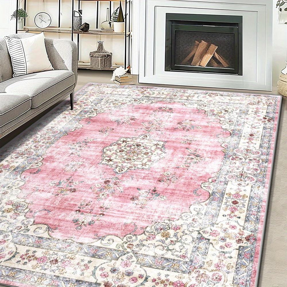 Luxurious Bohemian Floral Area Mat Soft Non-Slip, for Living Room, Bedroom, Dining Area, and Office, Polyester, Rugs for Living