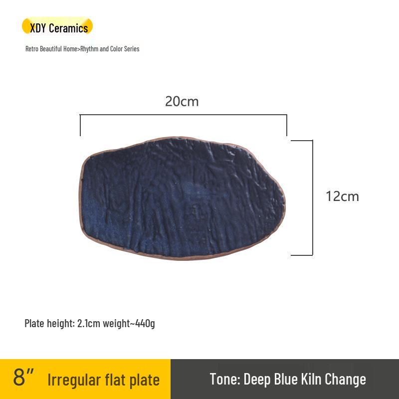 Japanese Minimalist Ceramic Plate for Sushi and Dumplings - Exquisite Underglaze Design