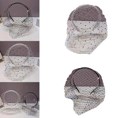 Veil Mesh Headbands for Washing Face or Facials Skincare Headbands Face Wash Headband Rhinestones Makeup Headbands