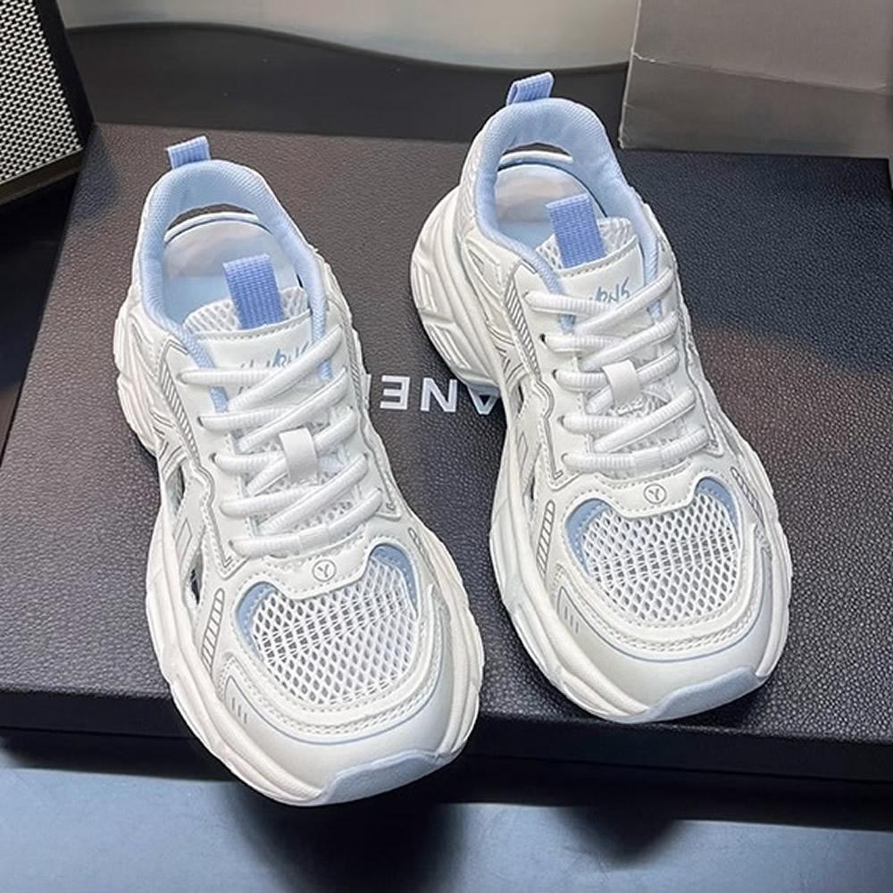Women's Summer Lightweight Breathable Mesh Hollow out Dad Sneakers Casual Sports Travel Shoes Popular Internet White Sneakers