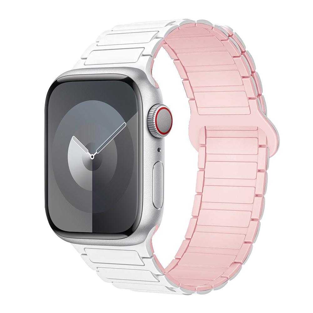 Compatible Silicone Magnetic Buckle Band for Apple Watch Series 1-11, Ultra 3, SE 3 Three-Bead Style