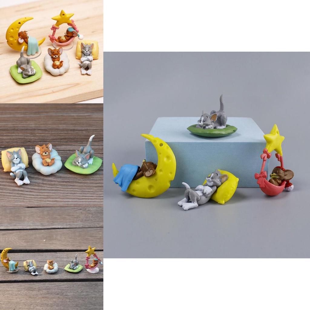 Adorable Tom And Jerry Sleep Figure Children's Toy Model 5pcs Diy Material