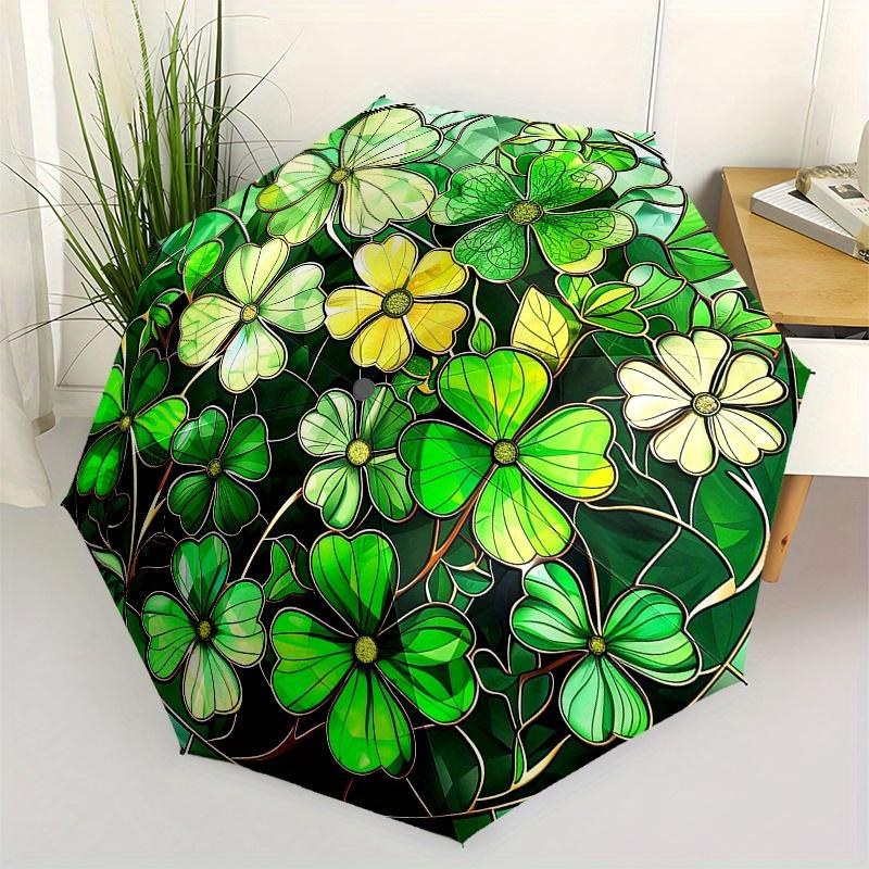 

Stained Shamrock Window Panel - Irish Decor forHome & KitchenUmbrella, Portable 3-Fold Compact Umbrella for Men & Women Gift