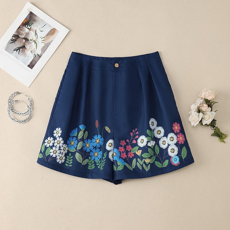 

ZANZEA Women Summer Loose Floral Print Casual Short Pants 4XL тёмно-синий