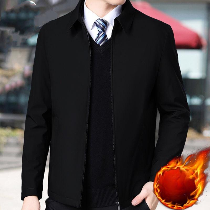 Year Jacket Men's Jacket Spring and Autumn New Business Casual Stand Collar Jacket Thin Style Daddy's Trench Coat Middle-aged and Older