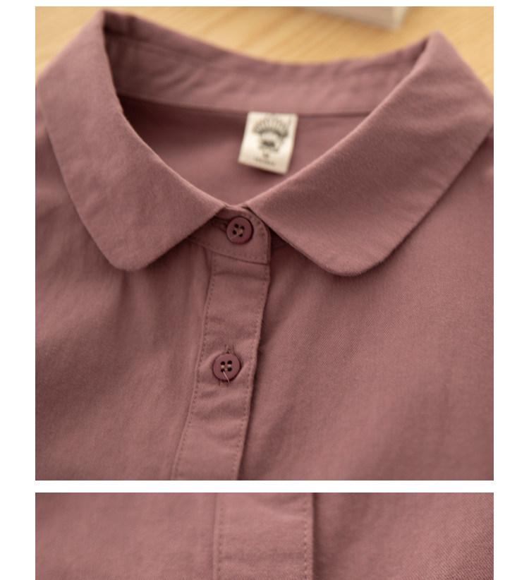 Korean Style Autumn Casual Doll Collar Long Sleeve Shirt
