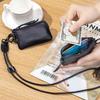 2025 First-layer Cowhide Neck Change Bag, Small Storage Change Card Bag with Key Ring, Soft Leather Mini Change Bag.