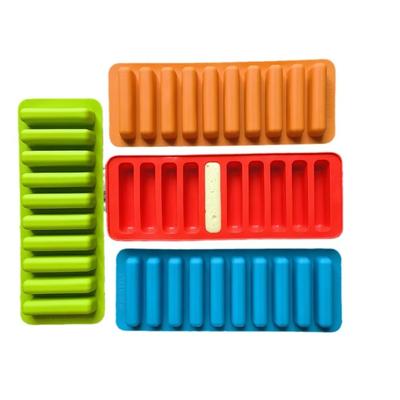 10 Grids Long Strip Shape Silicone Ice Cube Mould Non-Stick Stick Shape Ice Tray DIY Biscuit Baking Mould Jelly Chocolate Mold