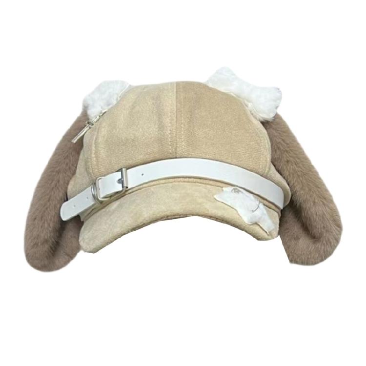 Lovely Stylish Cabbie Hat Rabbit Theme Furry Ear Vintage Cabbie Caps Unisex Headwear Autumn Winter Hat for Daily Wear