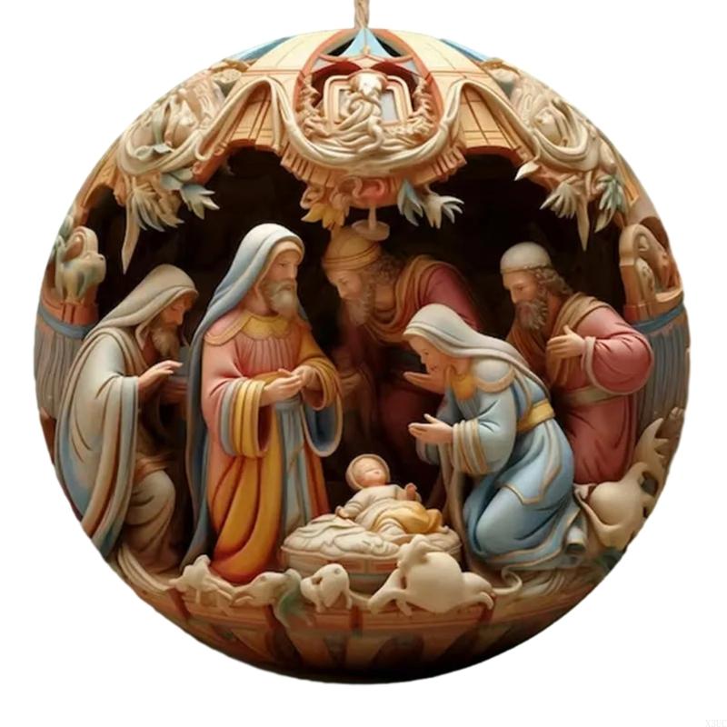 Nativity Scene Hanging Ornaments Christmas Decoration Wall Hanging Pendants X3UC