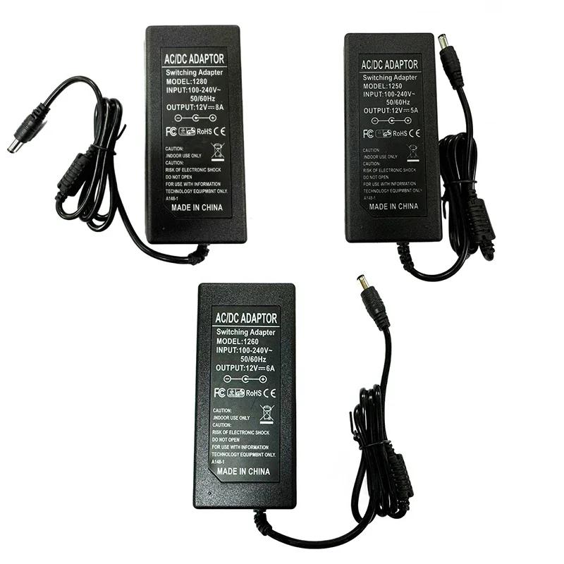 Power Adapter 12V 5A 6A 8A Universal Power Supply Charger AC To DC Adapter Transformers For LED Light Strip Laptop EU US Plug