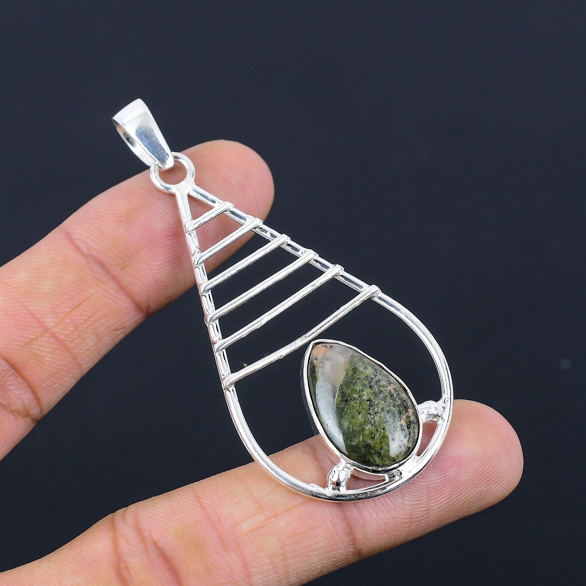 

Womens day Deal 925 Sterling Silver Unakite Stone Anniversary Pendant Jewelry