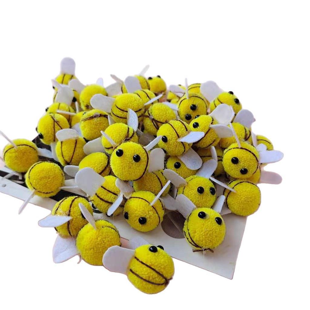 Yellow Cashmere Bumble Bee Hat with Pompom and Polyester Bee Embellishments
