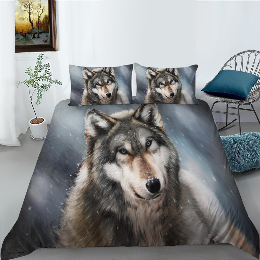 Animal Series Bedding Two Or Three-Piece Set Polyester Wolf Digital Printing