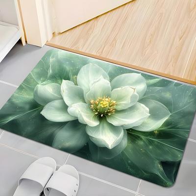 1 Stück Lotusmuster Fußmatte Modern Küche Polyester Teppich Rutschfest Bunt Innen Teppich, Für Zuhause Badezimmer Schlafzimmer Wohnzimmer Deko