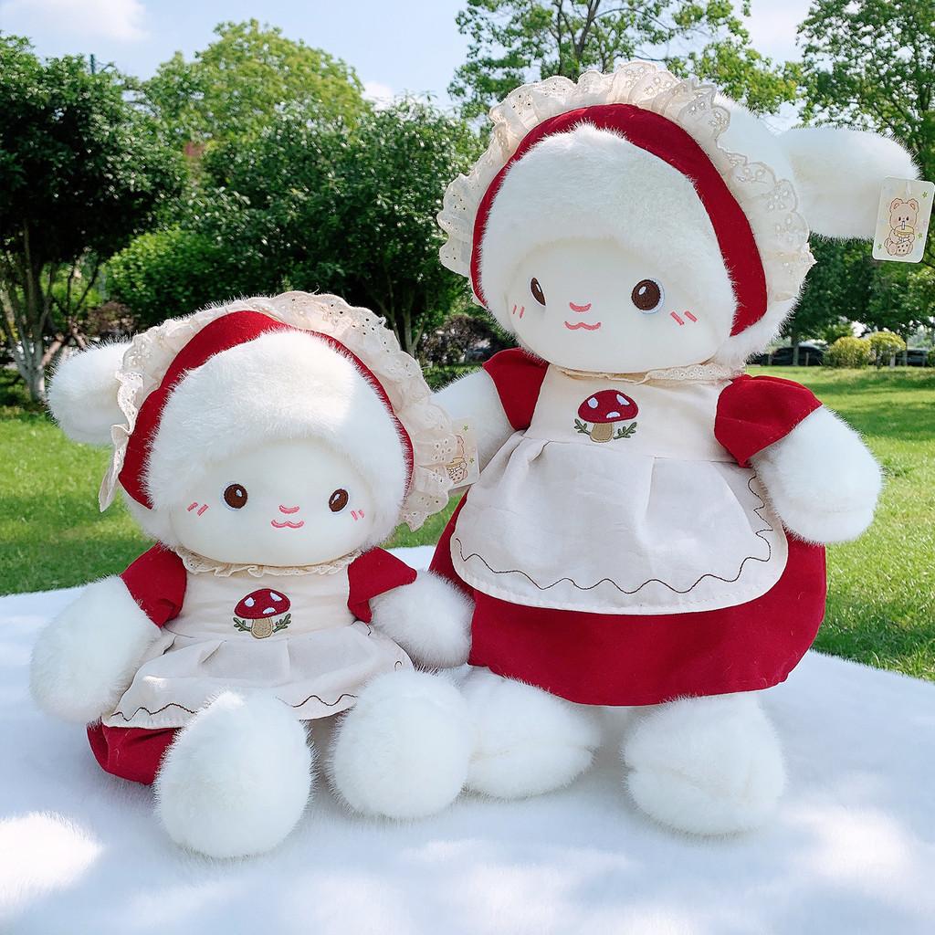 Mushroom Sheep Plush Toy Large Red Hat Garden Style Pillow For Girls And Boys Gift