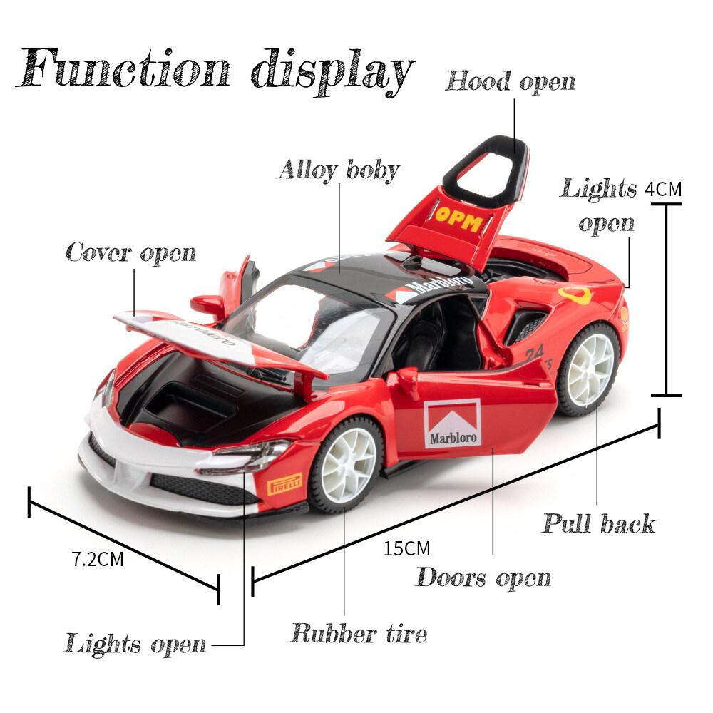1/32 skala SF90 Supercar Metall Druckguss Legierung Spielzeug Auto Modell Lkw Für Kinder Spielzeug Fahrzeuge Hobbies Sammlung